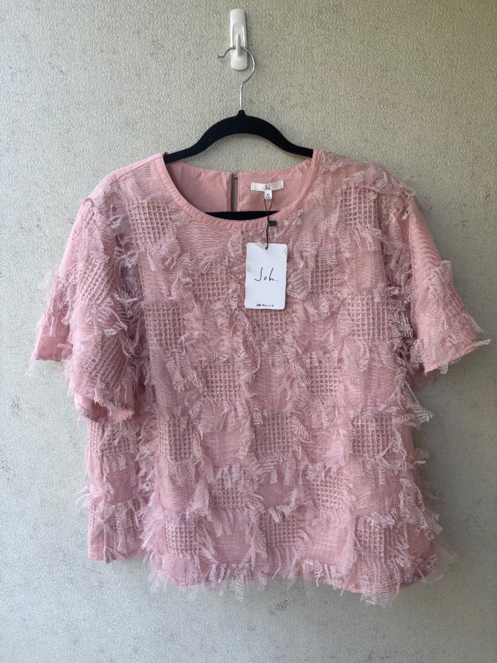 Joh NWT Pink 3D Tulle Ruffle Applique Blouse Top XL Romantic